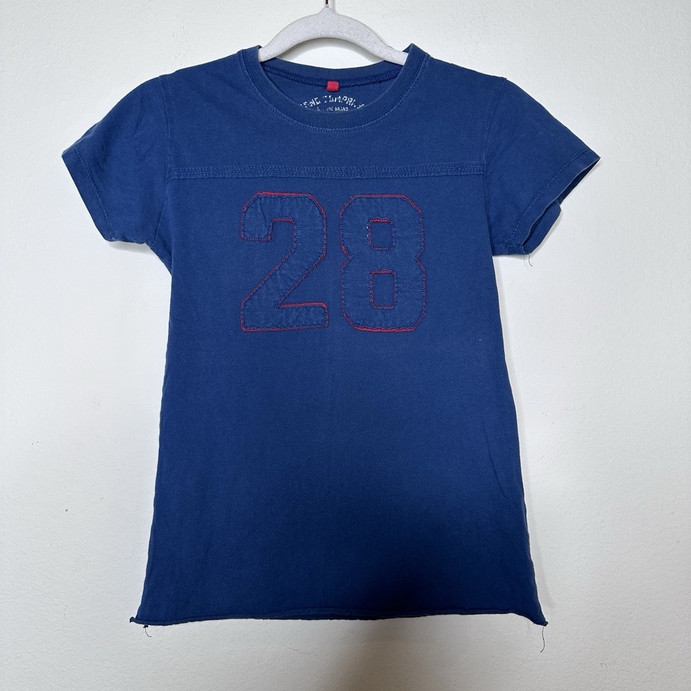 VTG Y2K T Shirt Womens Size XS ? Athletic Dept "Ralph Brand" Jersey Style Blue